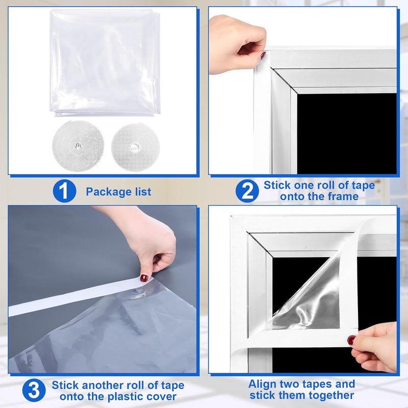 MUDEREK 74×79inches Window Insulation for Winter,Plastic Window Cover for Winter,Thermal Window Insulation Kit for Winterizing,Thick Transparent Window Seal Film for Winter Window Covering - Image 5